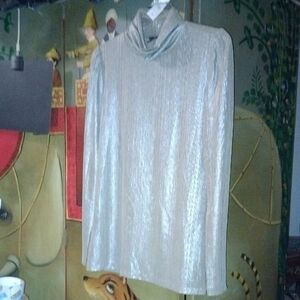 Ann Taylor Bronze Taupe Metallic Ribbed Top